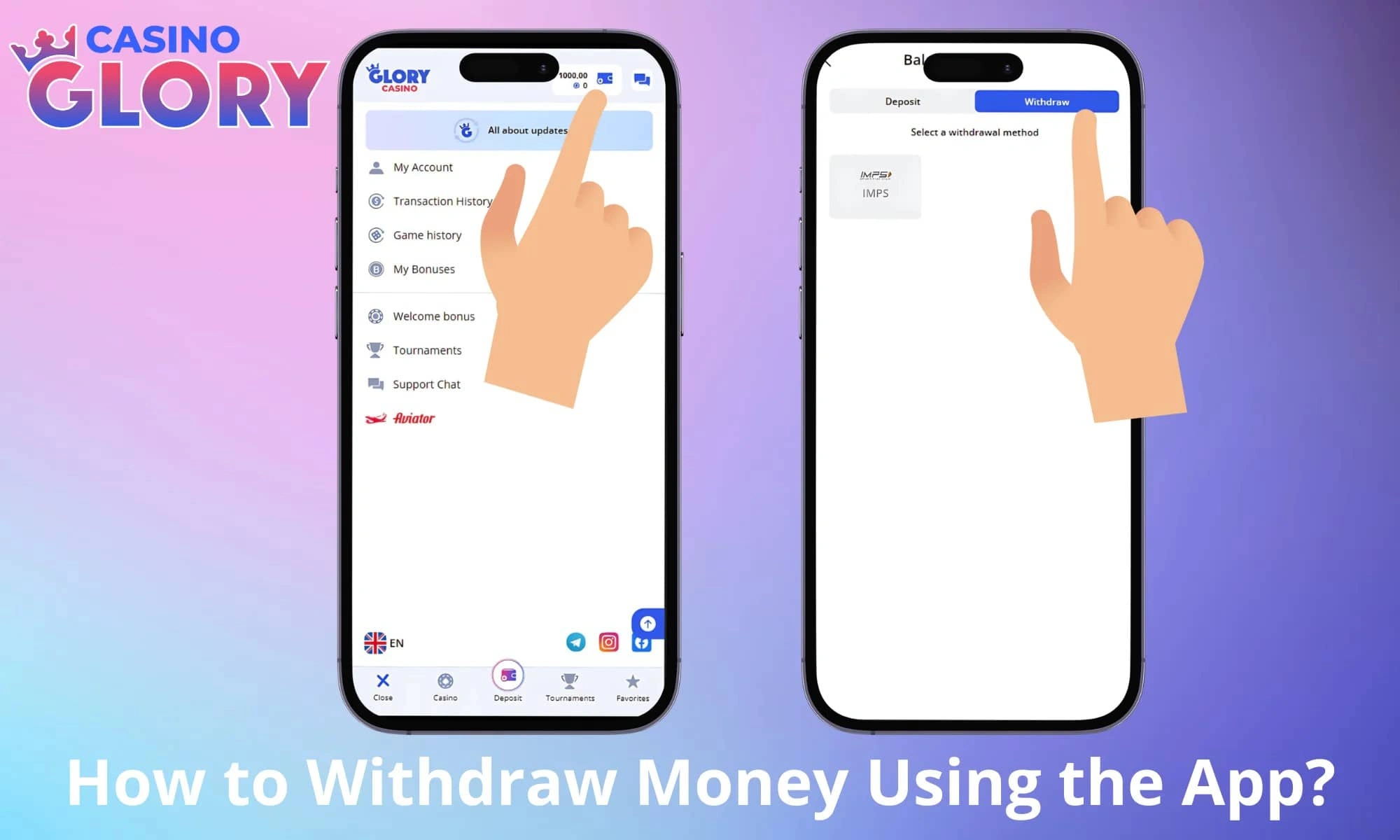 How to withdraw money using the app?
